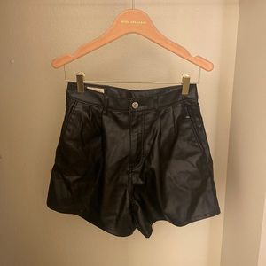 Levi’s black leather shorts